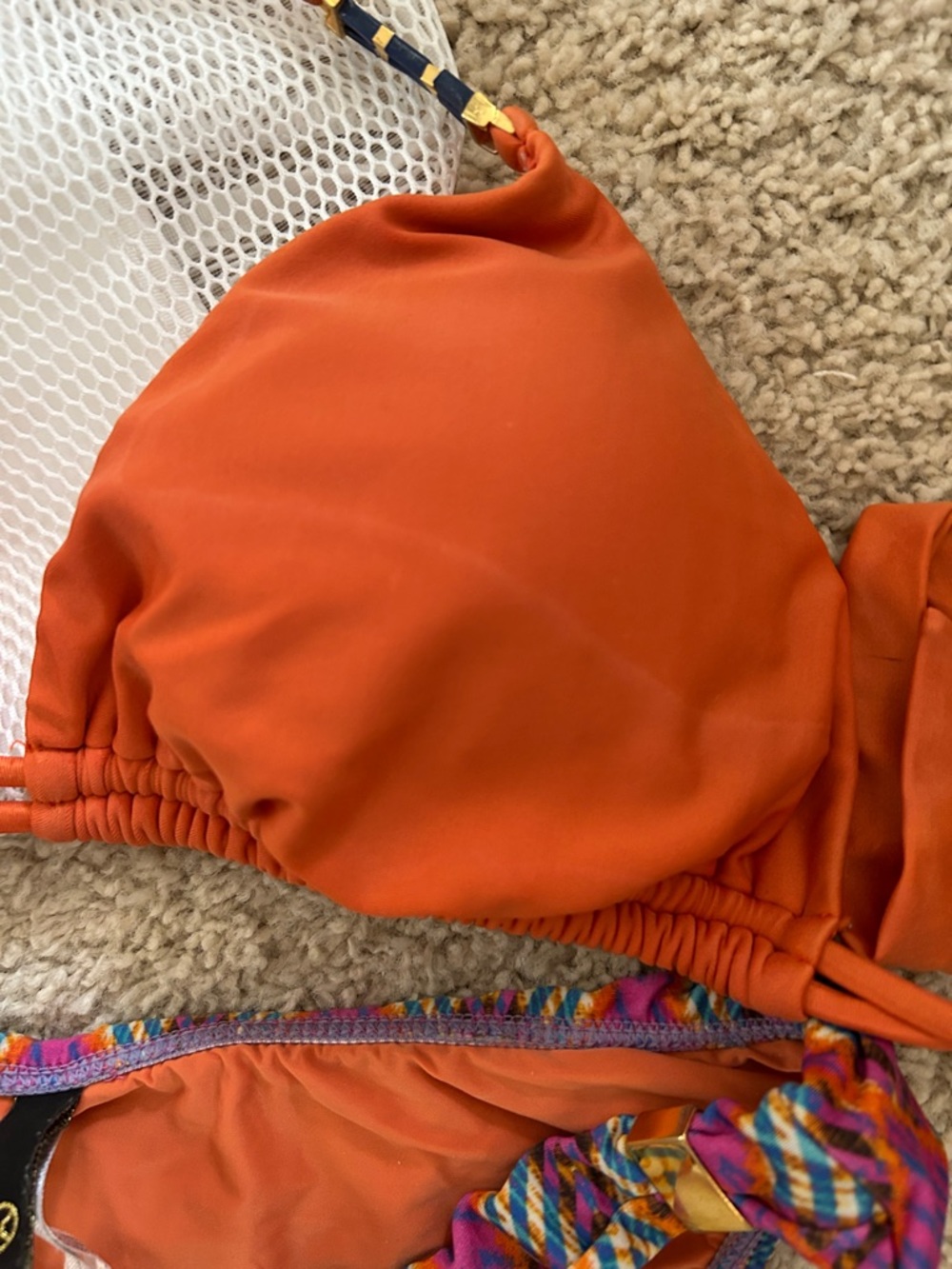 Vix Rust Orange d cup Triangle Bikini Set with Multicolor Print Bottom L - Picture 5 of 7